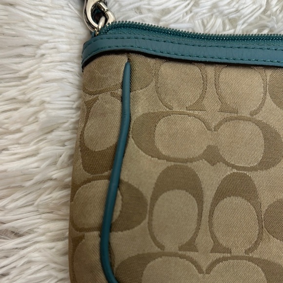 Coach Tan and Teal Clutch Wristlet - Picture 10 of 11
